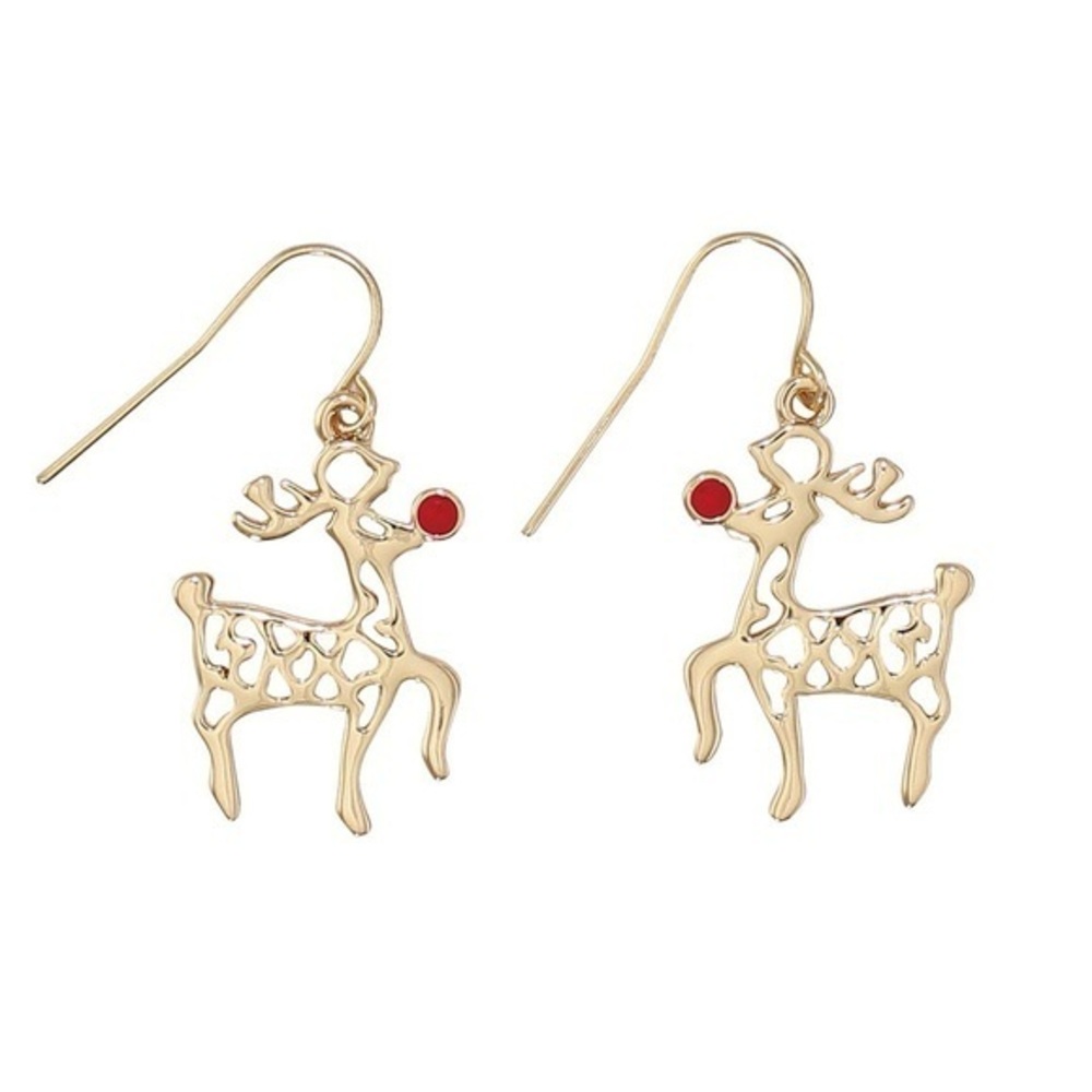 Bright Gold Rudolph Earrings Periwinkle